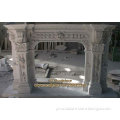 Elegant Carved Marble Fireplaces Surround With Stone Flowers